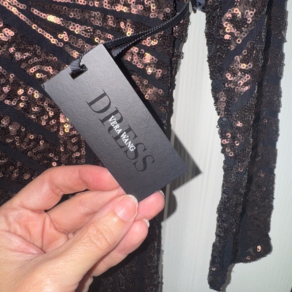 Vera Wang Black and Gold Sequin Long Sleeve Dress - Picture 2 of 3